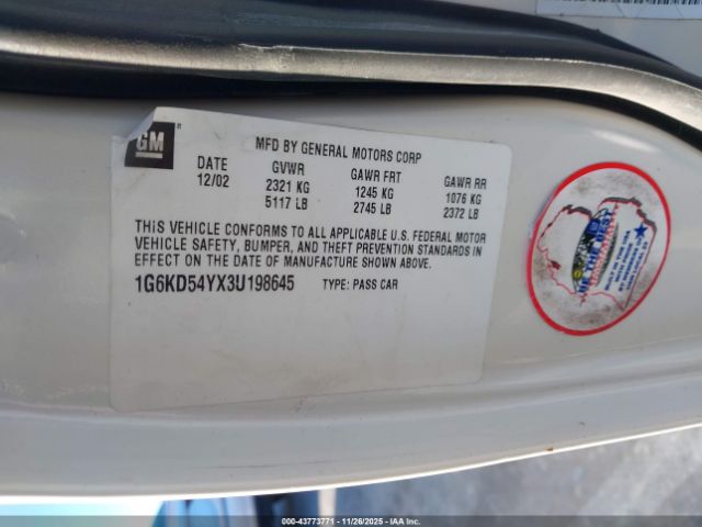 2003 CADILLAC DEVILLE 1G6KD54YX3U198645 Photo 8