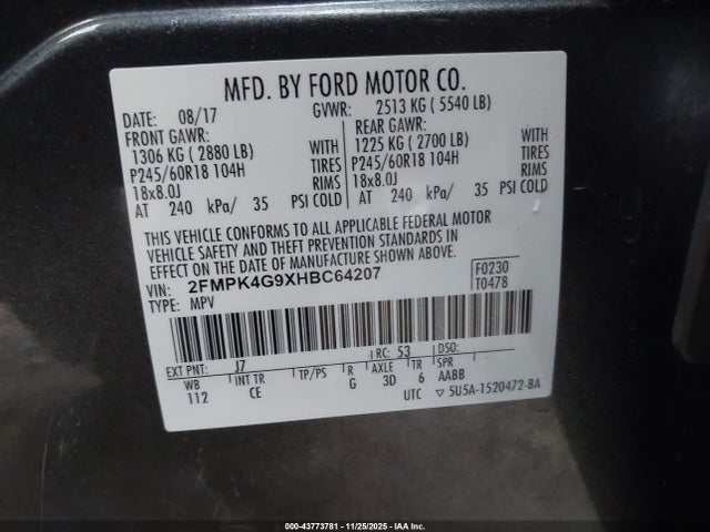 2017 FORD EDGE 2FMPK4G9XHBC64207 Photo 8