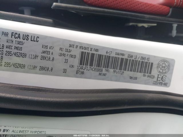 2017 JEEP GRAND CHEROKEE 1C4RJFDJ7HC858098 Photo 8