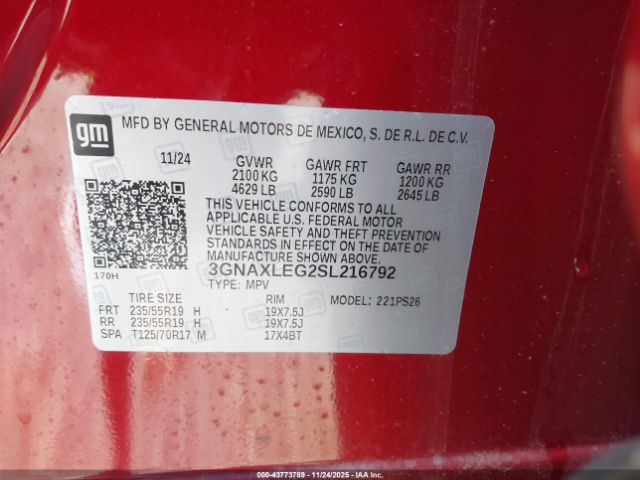 2025 CHEVROLET EQUINOX 3GNAXLEG2SL216792 Photo 8