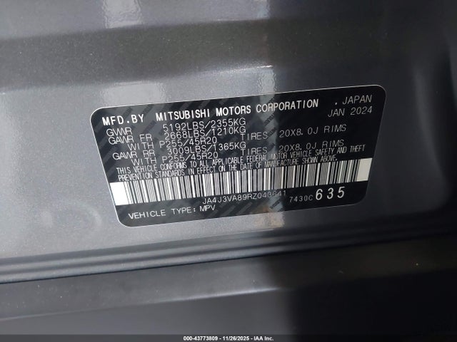 2024 MITSUBISHI OUTLANDER JA4J3VA89RZ043641 Photo 8