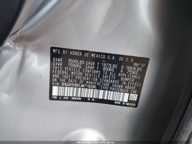 3HGGK5H80JM718096 Honda FIT EX