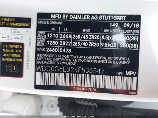 2019 MERCEDES-BENZ AMG GLC 43 WDC0G6EB2KF536547 Photo 8