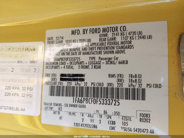 Ford Mustang Gt/gt Premium 2015 1FA6P8CF0F5333725 Image 9