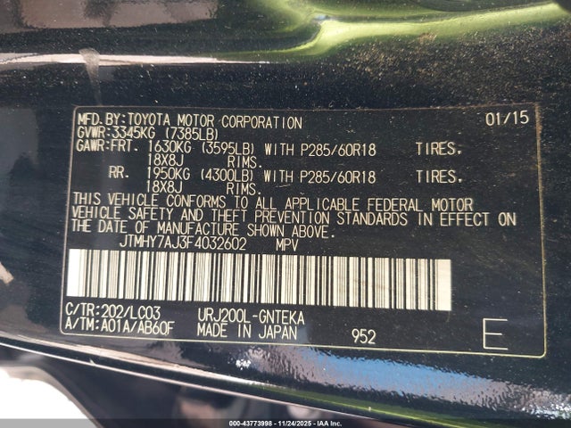 JTMHY7AJ3F4032602 Toyota Land Cruiser V8