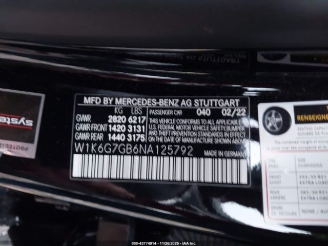 2022 MERCEDES-BENZ S 580 W1K6G7GB6NA125792 Photo 8