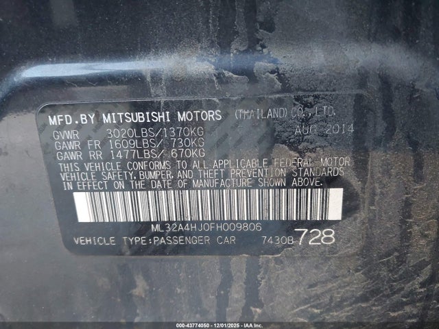 2015 MITSUBISHI MIRAGE ML32A4HJ0FH009806 Photo 8