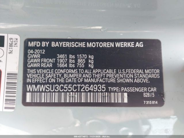 2012 MINI COOPER WMWSU3C55CT264935 Photo 8