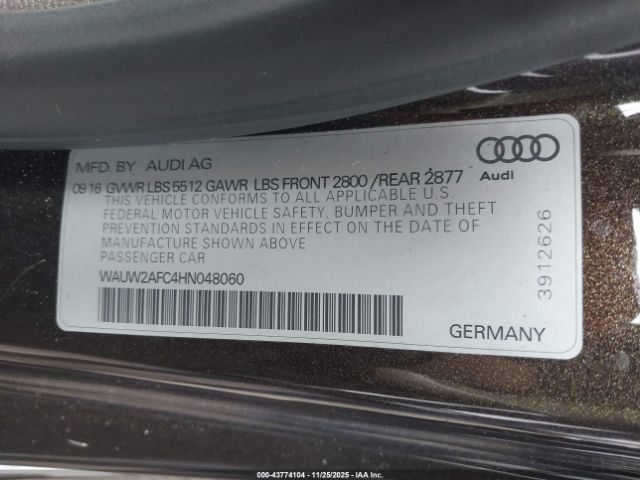 2017 AUDI A7 WAUW2AFC4HN048060 Photo 8