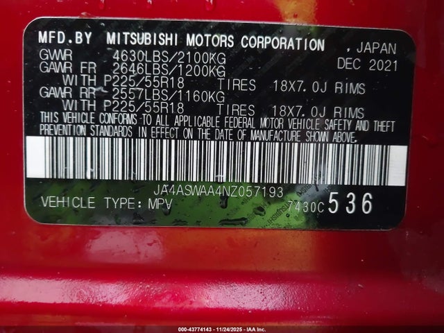 2022 MITSUBISHI ECLIPSE CROSS JA4ASWAA4NZ057193 Photo 8