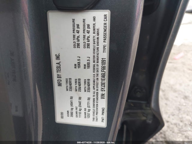 2020 TESLA MODEL 3 5YJ3E1EA6LF661091 Photo 8