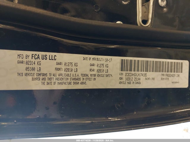 Продаж на аукціоні авто 2018 Dodge Charger Sxt Plus Rwd, vin: 2C3CDXHGXJH174185, номер лоту: 43774229