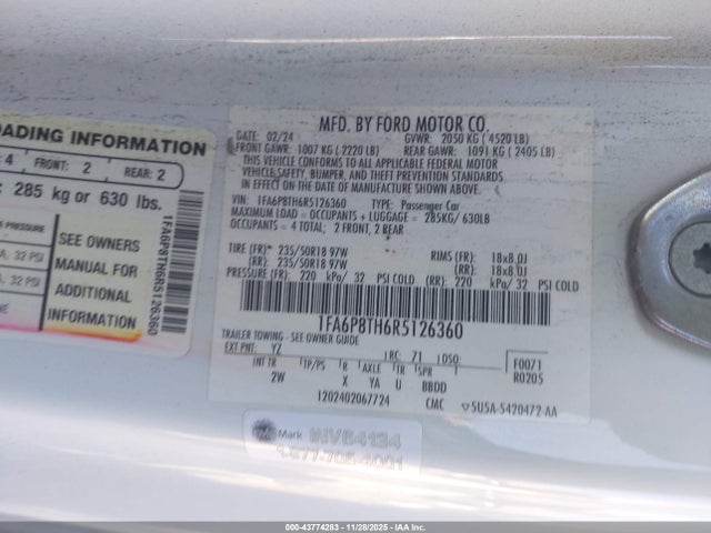 Ford Mustang Ecoboost Fastback 2024 1FA6P8TH6R5126360 Image 9