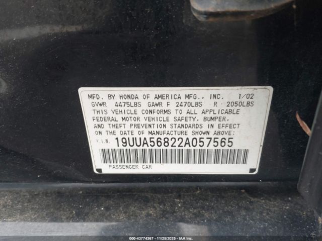 2002 ACURA TL 19UUA56822A057565 Photo 8