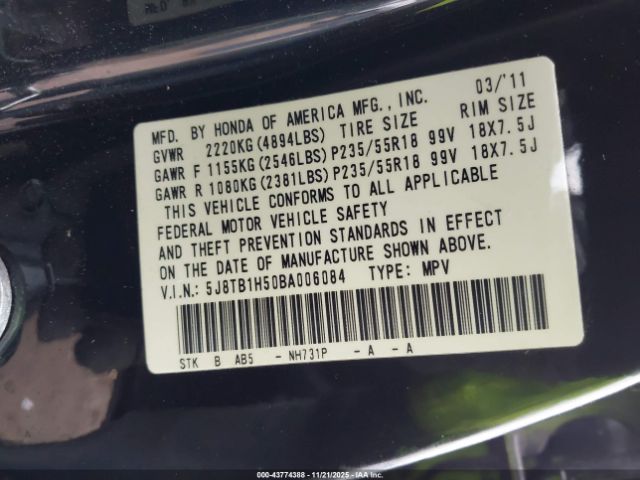 2011 ACURA RDX 5J8TB1H50BA006084 Photo 8