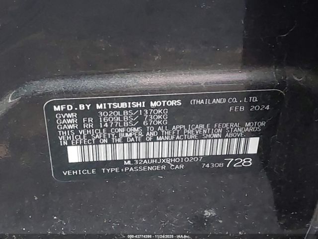 2024 MITSUBISHI MIRAGE ML32AUHJXRH010207 Photo 8