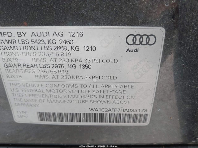 2017 AUDI Q5 WA1C2AFP7HA093178 Photo 8