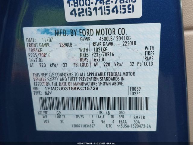 2008 FORD ESCAPE 1FMCU03158KC15729 Photo 8