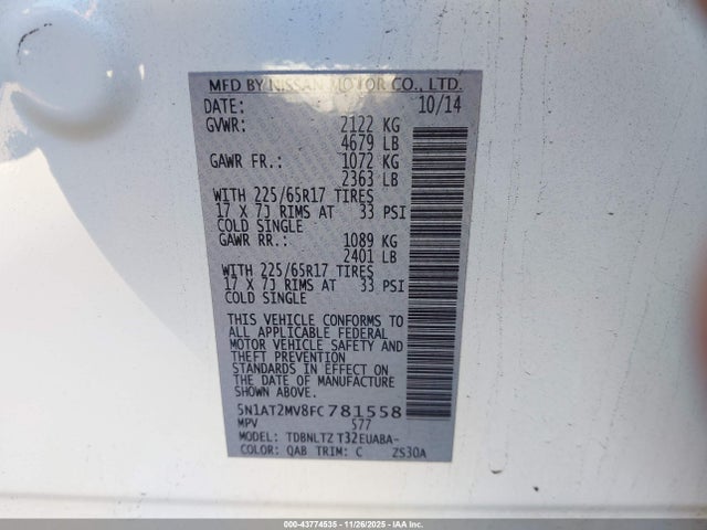 Nissan ROGUE SV 2015 5N1AT2MV8FC781558 Image 9