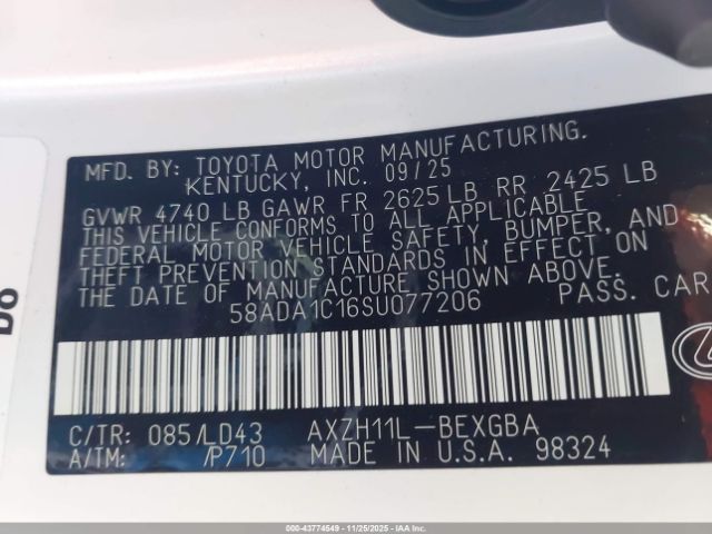 2025 LEXUS ES 300H 58ADA1C16SU077206 Photo 8