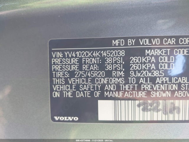 Продажа на аукционе авто 2019 Volvo Xc90 T5 Momentum, vin: YV4102CK4K1452038, номер лота: 43774566