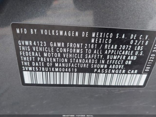 2019 VOLKSWAGEN JETTA 3VWE57BU1KM004619 Photo 8