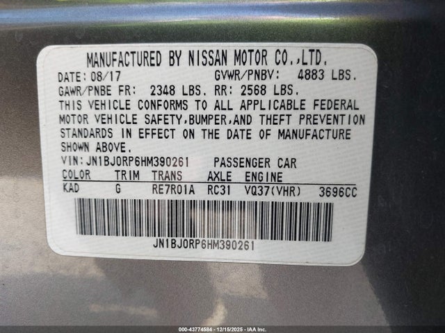 Продажа на аукционе авто 2017 Infiniti Qx50, vin: JN1BJ0RP6HM390261, номер лота: 43774584