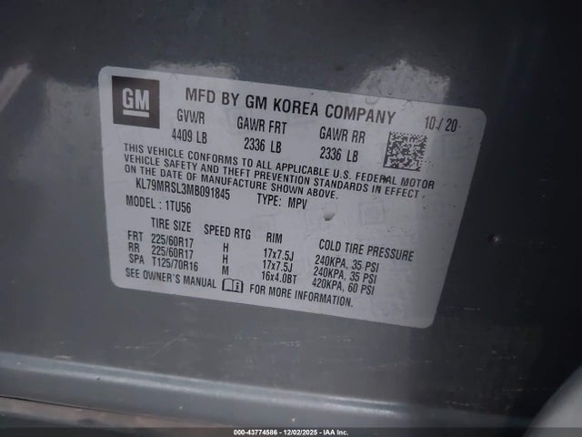 Chevrolet Trailblazer Awd Lt 2021 KL79MRSL3MB091845 Image 9