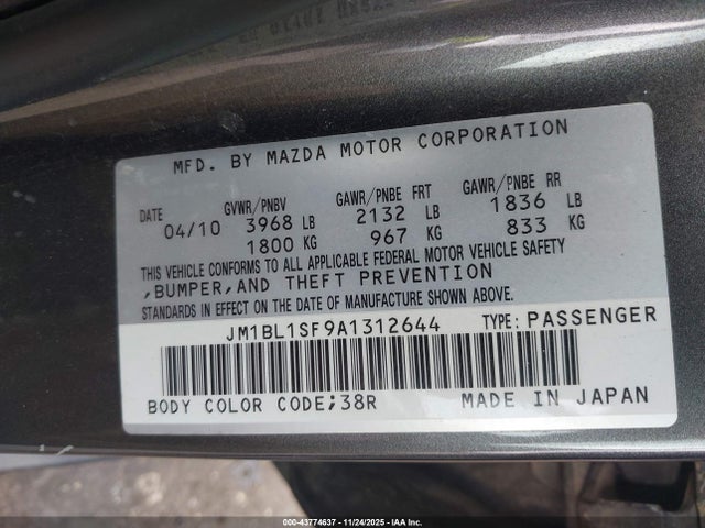 Aukcja sprzedaży 2010 Mazda Mazda3 I Touring, vin: JM1BL1SF9A1312644, numer aukcji: 43774637
