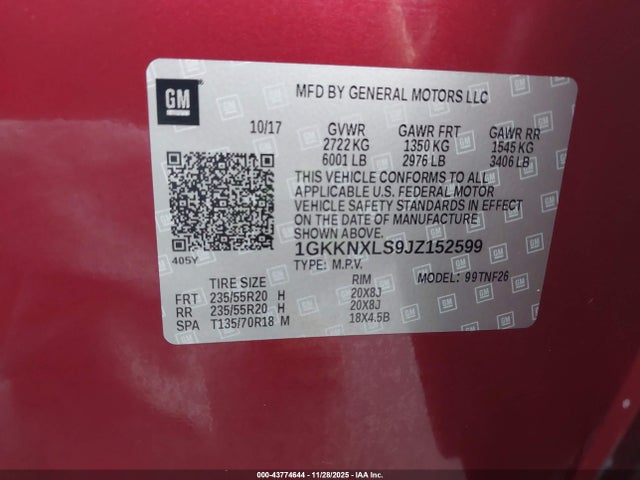 1GKKNXLS9JZ152599 GMC Acadia Denali