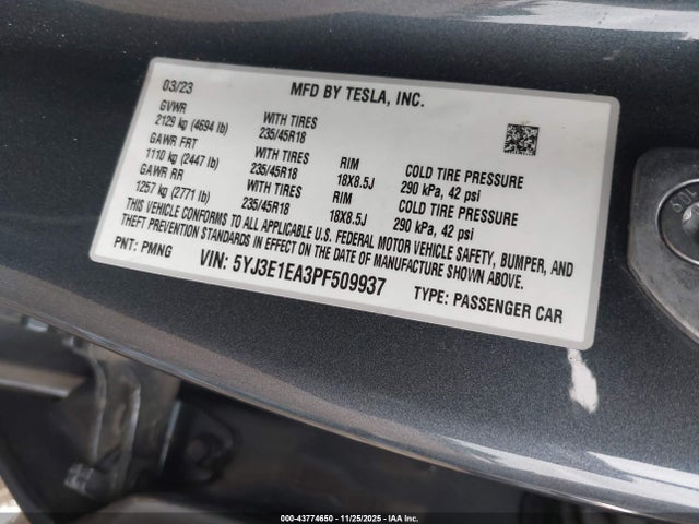 2023 TESLA MODEL 3 5YJ3E1EA3PF509937 Photo 8