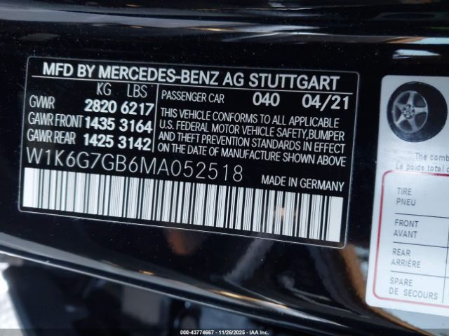 2021 MERCEDES-BENZ S 580 W1K6G7GB6MA052518 Photo 8