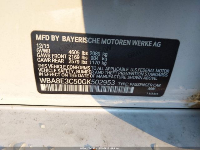 2016 BMW 328I WBA8E3C50GK502953 Photo 8