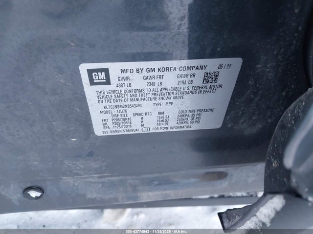 2022 CHEVROLET TRAX KL7CJNSM2NB543494 Photo 8