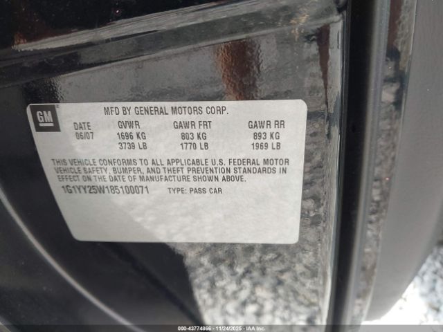 2008 CHEVROLET CORVETTE 1G1YY25W185100071 Photo 8