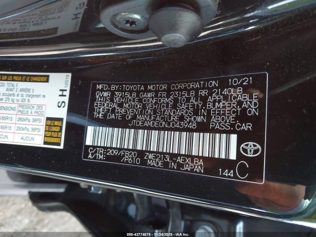 JTDEAMDE0NJ043948 Toyota Corolla Hybrid Le
