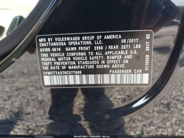 2017 VOLKSWAGEN PASSAT 1VWCT7A37HC077865 Photo 8