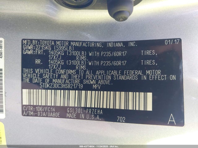 Toyota SIENNA LE 2017 5TDKZ3DC3HS821719 Image 23