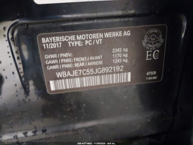 2018 BMW 540I WBAJE7C55JG892192 Photo 8