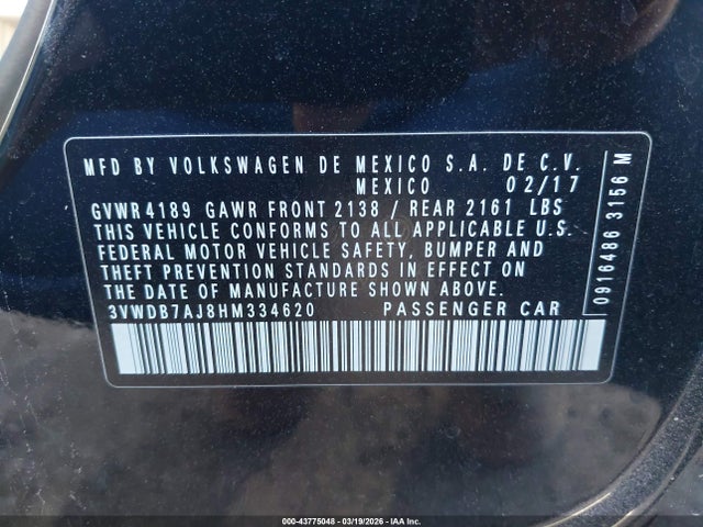 2017 VOLKSWAGEN JETTA 3VWDB7AJ8HM334620 Photo 8