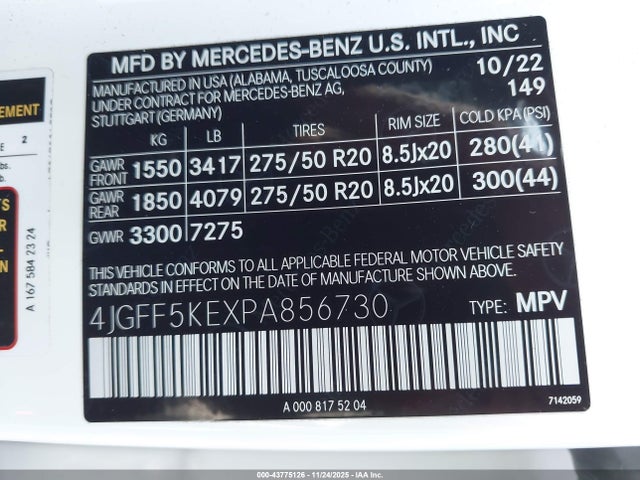 4JGFF5KEXPA856730 Mercedes-Benz Gls 450 4matic