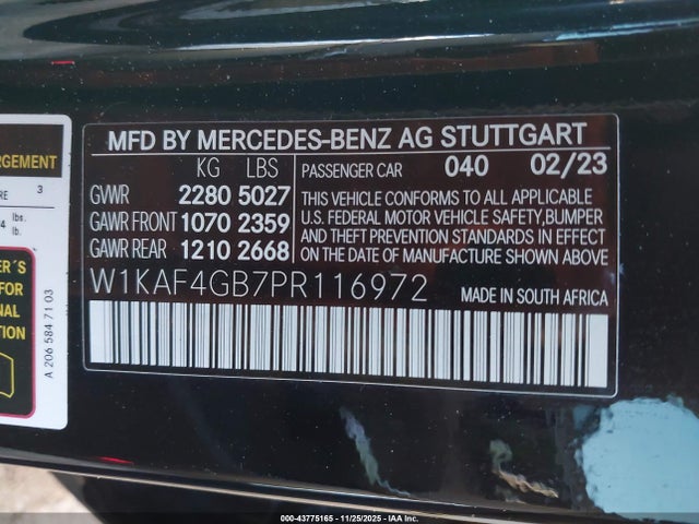 W1KAF4GB7PR116972 Mercedes-Benz C 300 Sedan