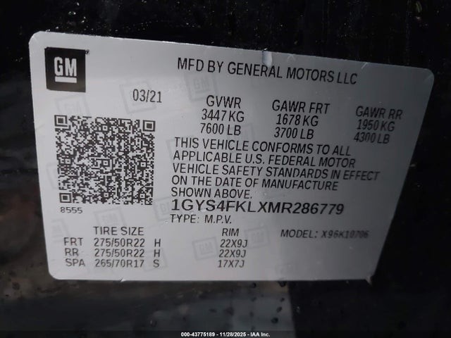 2021 CADILLAC ESCALADE 1GYS4FKLXMR286779 Photo 8