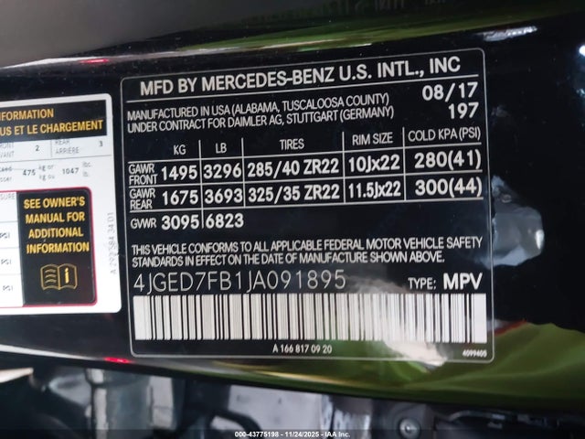 4JGED7FB1JA091895 Mercedes-Benz Amg Gle 63 Coupe S 4matic