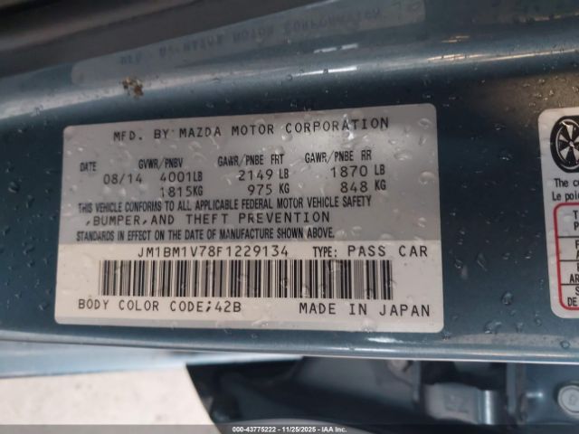 2015 MAZDA MAZDA3 JM1BM1V78F1229134 Photo 8