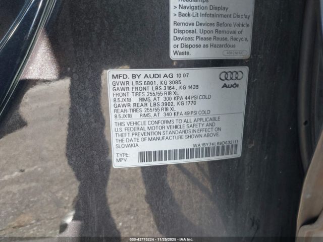 2008 AUDI Q7 WA1BY74L68D032111 Photo 8
