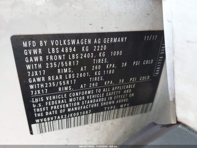 WVGBV7AX2JK001067 Volkswagen Tiguan Limited 2.0t