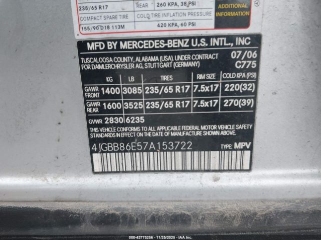 2007 MERCEDES-BENZ ML 350 4JGBB86E57A153722 Photo 8