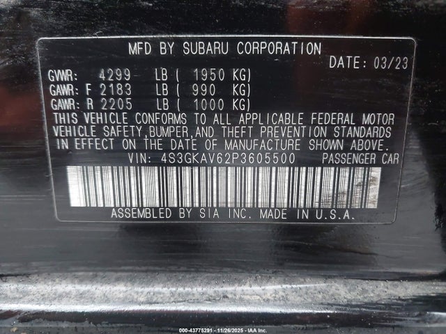 4S3GKAV62P3605500 Subaru Impreza Premium