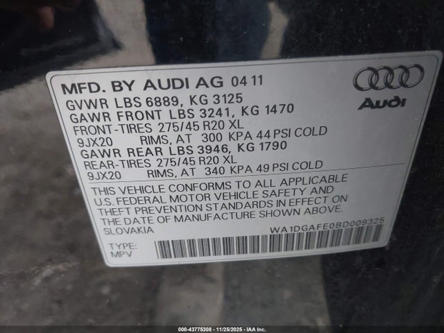 2011 AUDI Q7 WA1DGAFE0BD009325 Photo 8
